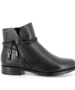 Stivaletti con tacco in pelle da donna nero