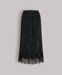 Alternative view of Gonna midi con bordo in pizzo