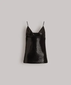 Alternative view of Top in paillettes lucide con spalline sottili